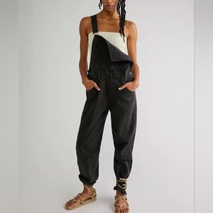 Free People Black Denim Jumpsuit